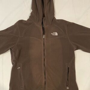 large brown north face jacket